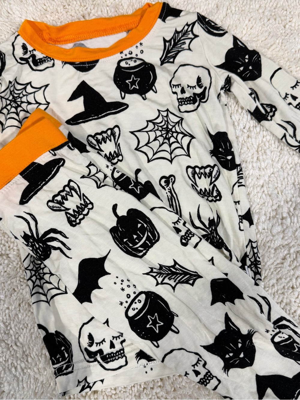 Little Sleepies White & Orange Halloween Icon Pajama Set - Spooky Print